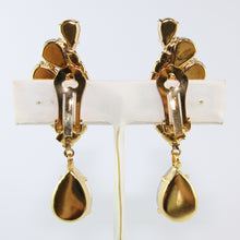 Load image into Gallery viewer, HQM Austrian Sapphire &amp; Clear Crystal Drop Earrings (Clip-On)
