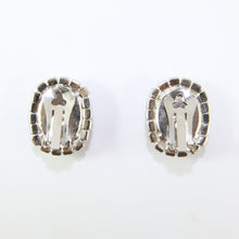 Load image into Gallery viewer, HQM Austrian Siam &amp; Clear Crystal Oval Earrings (Clip-On)