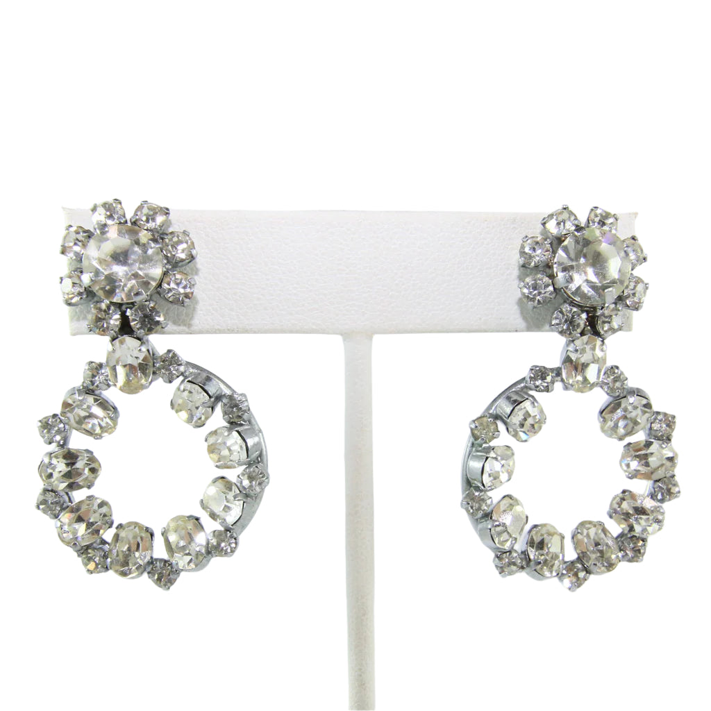 HQM Austrian Vintage Clear Crystal Double Hoop Earrings (Pierced)