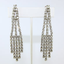 Load image into Gallery viewer, HQM Austrian Vintage Clear Crystal Drop Multi Tassel Earring (Clip-On)