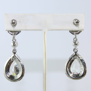 HQM Austrian Vintage Double Pendant Drop Clear & Light Amethyst Crystal Earrings (Pierced)
