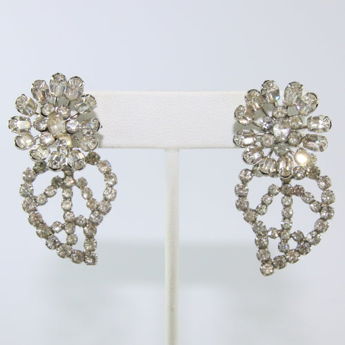 HQM Austrian Vintage Leaf Climber Clear Crystal Earrings (Pierced)