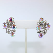 Load image into Gallery viewer, HQM Austrian Vintage Floral Leaf Aurore Boreale Crystal Earrings (Pierced)