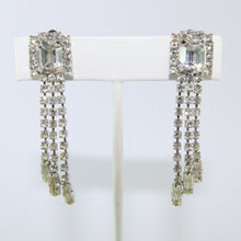 Load image into Gallery viewer, HQM Austrian Vintage Square Three Tassel Drop Earrings (Clip-On)