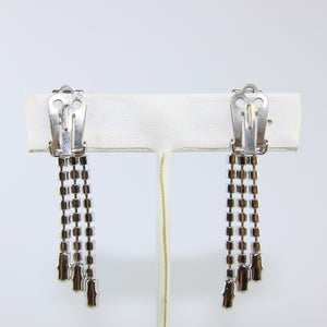 HQM Austrian Vintage Square Three Tassel Drop Earrings (Clip-On)