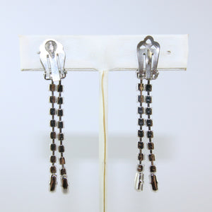 HQM Austrian Vintage Delicate Two Tassel Drop Earrings (Clip-On)