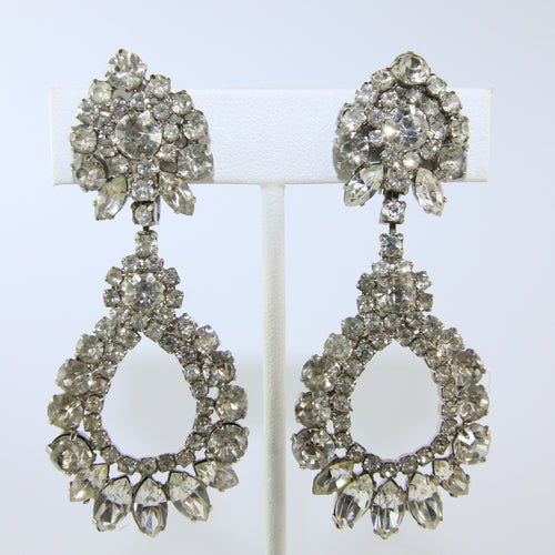 HQM Austrian Vintage Large Hoop Splash Earrings (Clip-On)