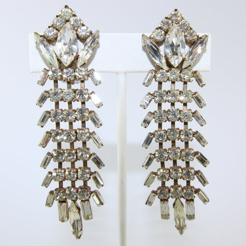 HQM Austrian Vintage Large Drop Textural Earrings (Clip-On)