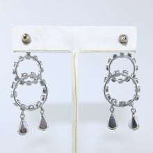 Load image into Gallery viewer, HQM Austrian Vintage Unsigned Double Hoop Two Drop Earrings (Pierced)
