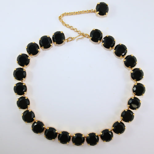 Harlequin Market Large Austrian Crystal Accent Necklace - Jet