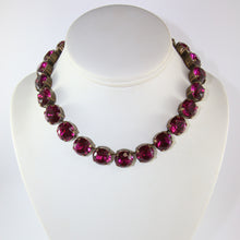 Load image into Gallery viewer, Harlequin Market Large Austrian Crystal Accent Necklace - Fuchsia