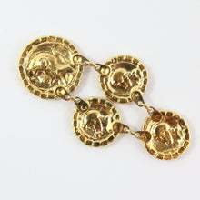 Load image into Gallery viewer, HQM Austrian Multi Gold Tone Coins &amp; Clear Crystal Earrings (Pierced)