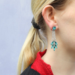 Harlequin Market Austrian Crystal Blue Zircon Earrings-( Pierced earrings)