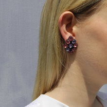 Load image into Gallery viewer, Harlequin Market Austrian Crystal Earrings - Light Rose - Amethyst (Pierced)