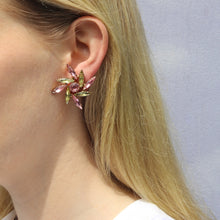 Load image into Gallery viewer, Harlequin Market Austrian Crystal Earring - Rose Pink - Jonquil (Pierced)