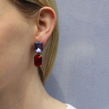 Load image into Gallery viewer, HQM Austrian Crystal Drop Earrings - Tanzanite Purple, Siam -(Pierced earrings)