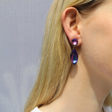 Load image into Gallery viewer, Harlequin Market Austrian Crystal Drop Earrings - Heliotrope (Pierced)