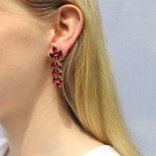 Load image into Gallery viewer, Harlequin Market Austrian Crystal Drop Earrings - Fuchsia Pink (Pierced)