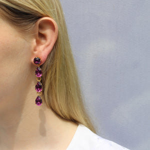 Harlequin Market Austrian Crystal Teardrop Earrings - Amethyst - Gold Plating (Pierced)