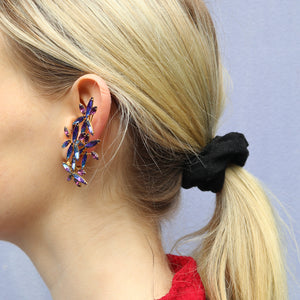 Harlequin Market Austrian Crystal Climber Earrings - Heliotrope (Clip-On Earrings)