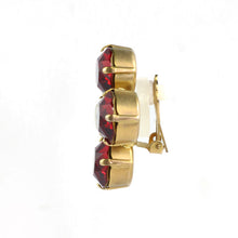 Load image into Gallery viewer, Harlequin Market Austrian Crystal Earrings - Ruby Red - Gold (Clip-on)