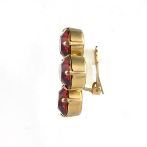 Harlequin Market Austrian Crystal Earrings - Ruby Red - Gold (Clip-on)