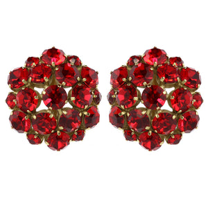 Harlequin Market Austrian Crystal Cluster Earrings - Ruby Red - Gold (Clip-on)