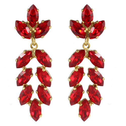 Harlequin Market Austrian Crystal Earrings - Ruby Red - Gold (Pierced)