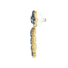 Load image into Gallery viewer, Harlequin Market Austrian Crystal Earrings - Capri Blue - Gold (Pierced)