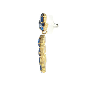 Harlequin Market Austrian Crystal Earrings - Capri Blue - Gold (Pierced)