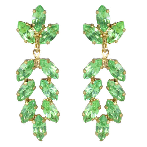 Harlequin Market Austrian Crystal Earrings - Peridot Green - Gold (Pierced)