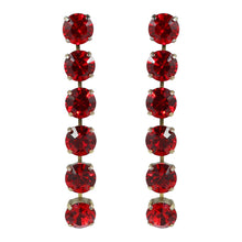 Load image into Gallery viewer, Harlequin Market Austrian Crystal 6 Drop Earrings - Ruby Red - Gold (Pierced)