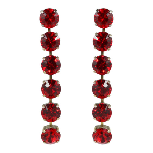 Harlequin Market Austrian Crystal 6 Drop Earrings - Ruby Red - Gold (Pierced)