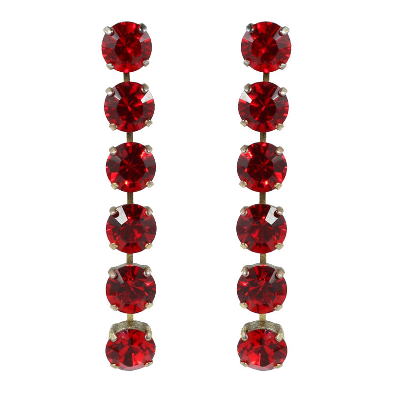 Harlequin Market Austrian Crystal 6 Drop Earrings - Ruby Red - Gold (Pierced)
