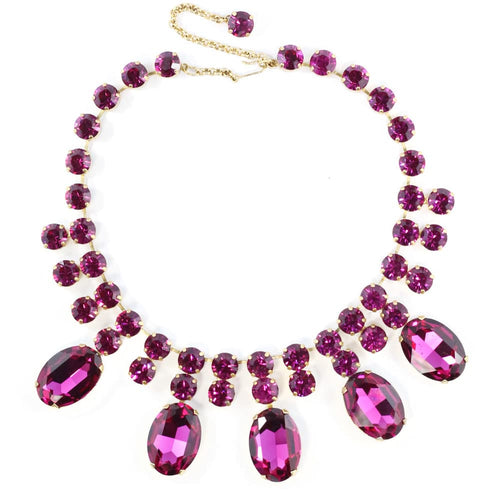 Harlequin Market Austrian Crystal Statement Necklace - Fuchsia Pink
