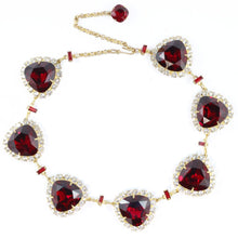 Load image into Gallery viewer, Harlequin Market Ruby and Clear Austrian Crystal Necklace
