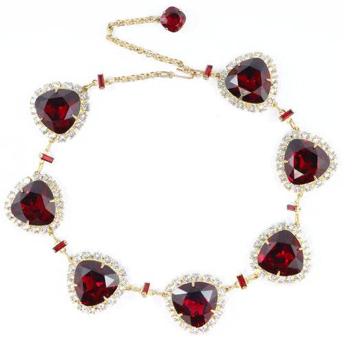 Harlequin Market Ruby and Clear Austrian Crystal Necklace
