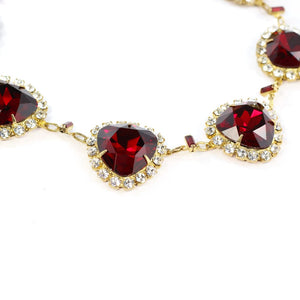 Harlequin Market Ruby and Clear Austrian Crystal Necklace