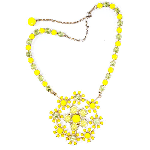 Harlequin Market Yellow Austrian Crystal Detail Neckpiece