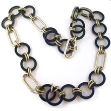 Load image into Gallery viewer, Vintage navy - green and metal chain necklace c. 1970