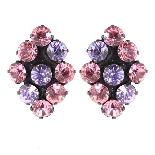 Harlequin Market Austrian Crystal Earrings - Light Rose - Amethyst (Pierced)