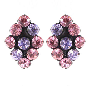 Harlequin Market Austrian Crystal Earrings - Light Rose - Amethyst (Pierced)