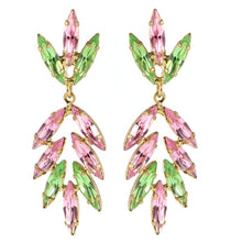 Load image into Gallery viewer, Harlequin Market Austrian Crystal Drop Earrings - Light Rose - Peridot (Pierced)