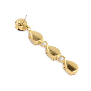 Harlequin Market Austrian Crystal Teardrop Earrings - Amethyst - Gold Plating (Pierced)