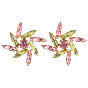 Harlequin Market Austrian Crystal Earring - Rose Pink - Jonquil (Pierced)