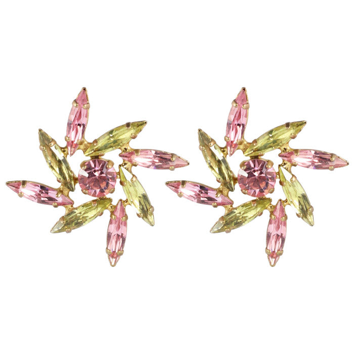 Harlequin Market Austrian Crystal Earring - Rose Pink - Jonquil (Pierced)