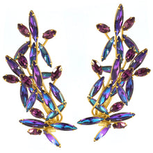Load image into Gallery viewer, Harlequin Market Austrian Crystal Climber Earrings - Heliotrope (Clip-On Earrings)