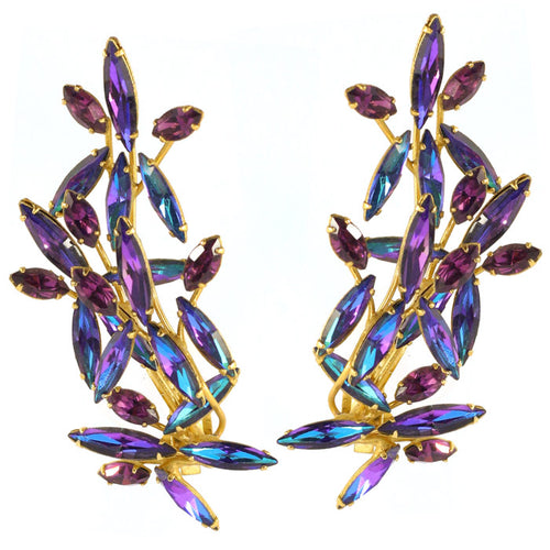 Harlequin Market Austrian Crystal Climber Earrings - Heliotrope (Clip-On Earrings)
