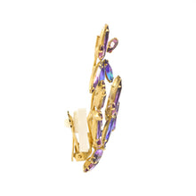 Load image into Gallery viewer, Harlequin Market Austrian Crystal Climber Earrings - Heliotrope (Clip-On Earrings)