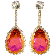 Load image into Gallery viewer, HQM Austrian Crystal Earrings- Faceted Pink - Orange - Clear (Pierced)